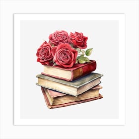 Roses On Books 14 Art Print