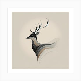 "Minimalist Elegance: The Graceful Stag" - This artwork distills the essence of the majestic stag into elegant, flowing lines and subtle gradients. Its minimalist design captures the animal's calm poise and noble stance with a modern twist. The neutral palette suggests a timeless quality, allowing the viewer's imagination to fill in the natural beauty of this creature. Perfect for a sophisticated space that values simplicity and grace, this piece is an ode to the beauty of the wild, rendered with a contemporary elegance. Art Print