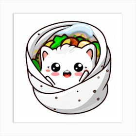 Kawaii Cat Burrito Art Print