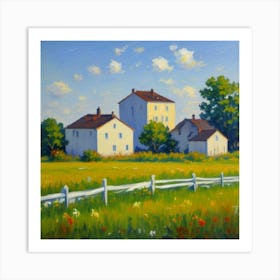 Rustic Charm Homes and Fences in Harmony Farm In The Countryside Art Print