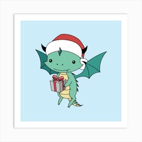 Christmas Dragon Square Art Print