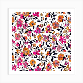 Marigold Mist Bloom London Fabrics Floral Pattern 4 Art Print