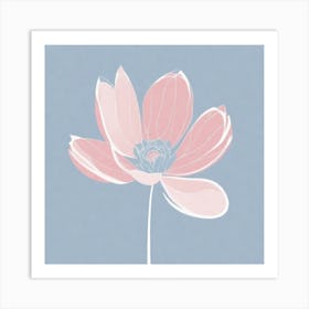 A White And Pink Flower In Minimalist Style Square Composition 7 Art Print