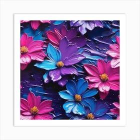 Blue And Purple Flowers Art Print