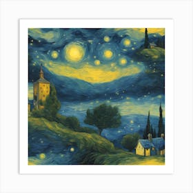 The Starry Night, Vincent Van Gogh Art Print Art Print