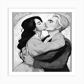 Kissing Couple Art Print