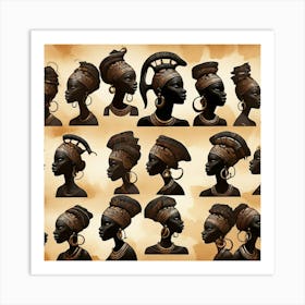 Tribal African Art Women silhouettes 5 Art Print