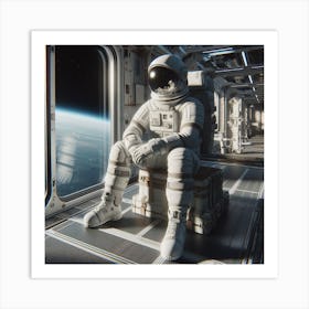 Astronaut Sitting In Space Art Print