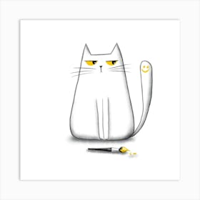 Cat With Paint Brush Art Print