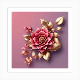 3d Rose Flower Art Print