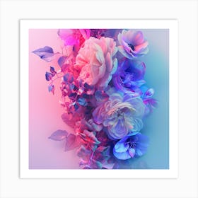 Bouquet Of Pink, Purple, Blue Pastel Flowers Art Print