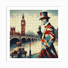 Abstract Puzzle Art English gentleman in London 10 Art Print