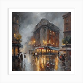 Rainy Night In Paris Art Print