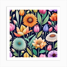 Seamless Floral Pattern Art Print