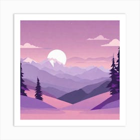 Misty mountains background in purple tone 134 Art Print