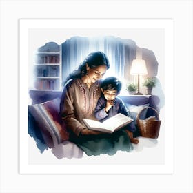 Mother And Child Reading 1 Art Print