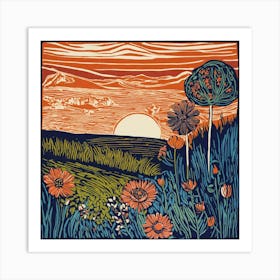 Sunset In The Meadow Art Print