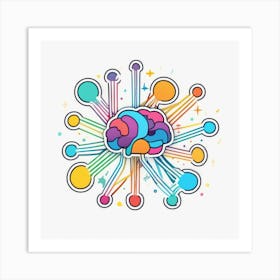 Brain With Colorful Circles Art Print