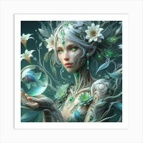 Flora And Fauna Girl Art Print