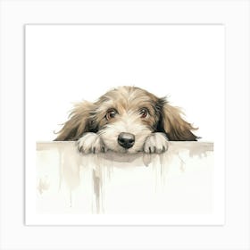 Dog Peeking Over The Wall 29 Art Print