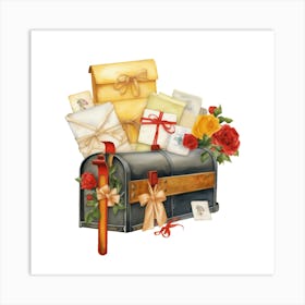 Mail Box With Roses Art Print