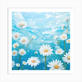 Daisies In The Water Art Print