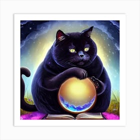 Black Cat With Crystal Ball 5 Art Print