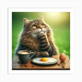 Cat Thinking Art Print