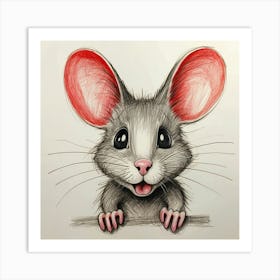 Cute Mouse Drawing Art Print