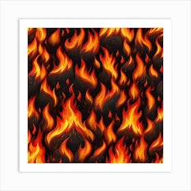 Fire Flames Seamless Pattern 1 Art Print