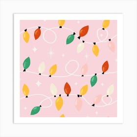 Holiday Christmas Lights Minimal Retro Bold Pink Art Print