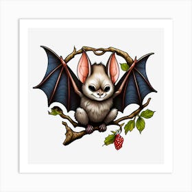 Bat On A Branch Art Print