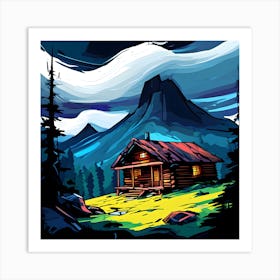 Cabin In The Mountains Art Print