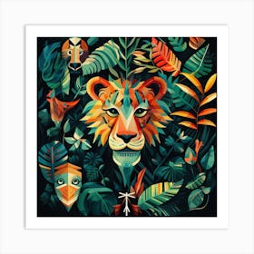 Lion In The Jungle 14 Art Print