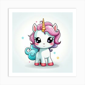 Cute Cartoon Unicorn 1 Art Print