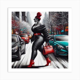 Woman In Red Art Print