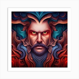 Psychedelic Man With Beard Art Print