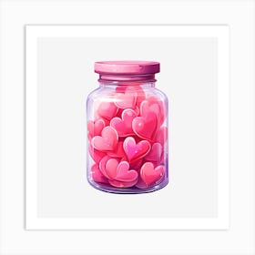 Pink Hearts In A Jar 14 Art Print