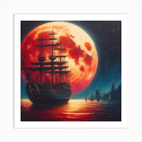 Full Moon Ship Art Print