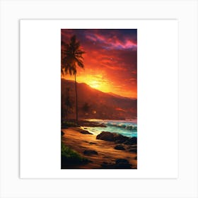 Sunset On The Beach 1 Art Print