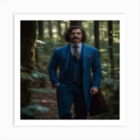 Blue Suit In The Woods Art Print