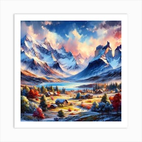 Winter Landscape In The Mountains Art Print