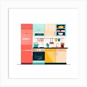 Kitchen Interior Flat Design 1 Art Print