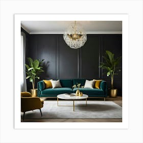 Black And Gold Living Room 1 Art Print