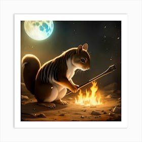 Squirrel With A Stick Art Print