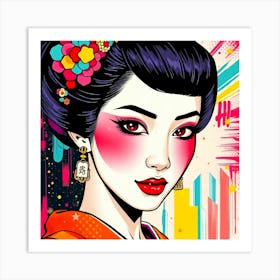 Geisha Pop Color Illustration Art Print