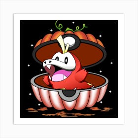 Fuecoco In Pumpkin Ball - Pokemon Halloween Art Print