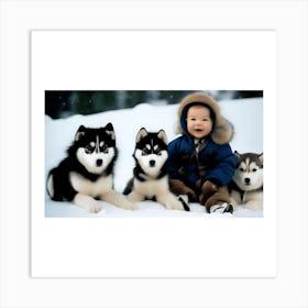 Husky Puppies Art Print