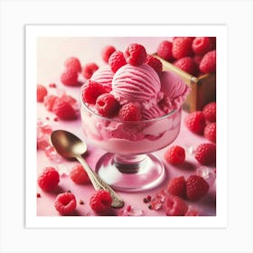 Ice Cream With Raspberries 15 Art Print