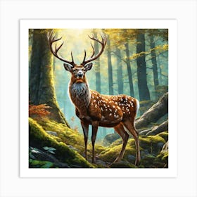 Deer In The Forest 170 Art Print